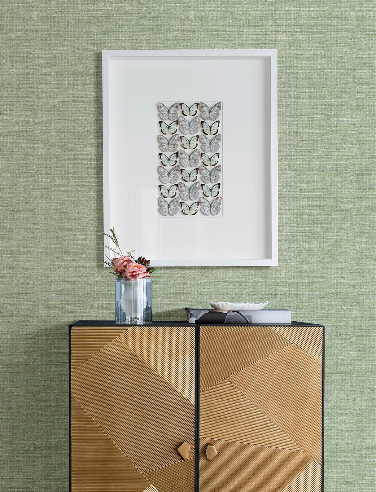 Advantage Exhale Light Green Faux Grasscloth Wallpaper