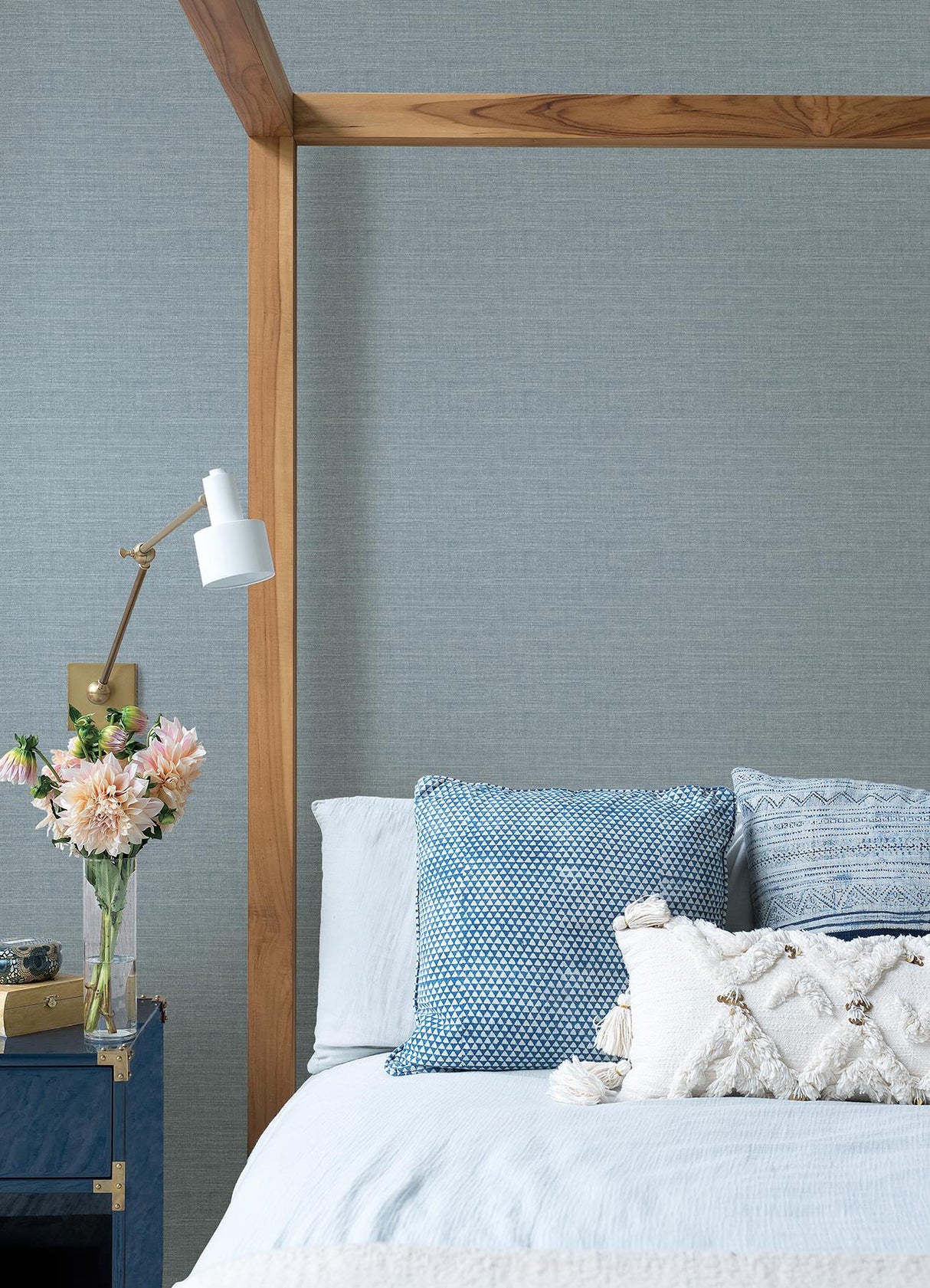 Advantage Agave Slate Faux Grasscloth Wallpaper