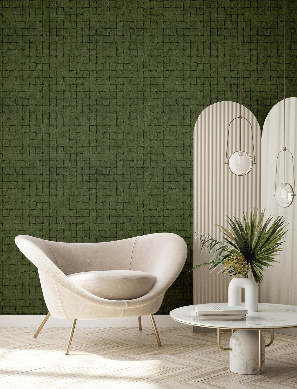 Advantage Blocks Olive Checkered Wallpaper