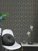 Advantage Raye Charcoal Rosco Trellis Wallpaper