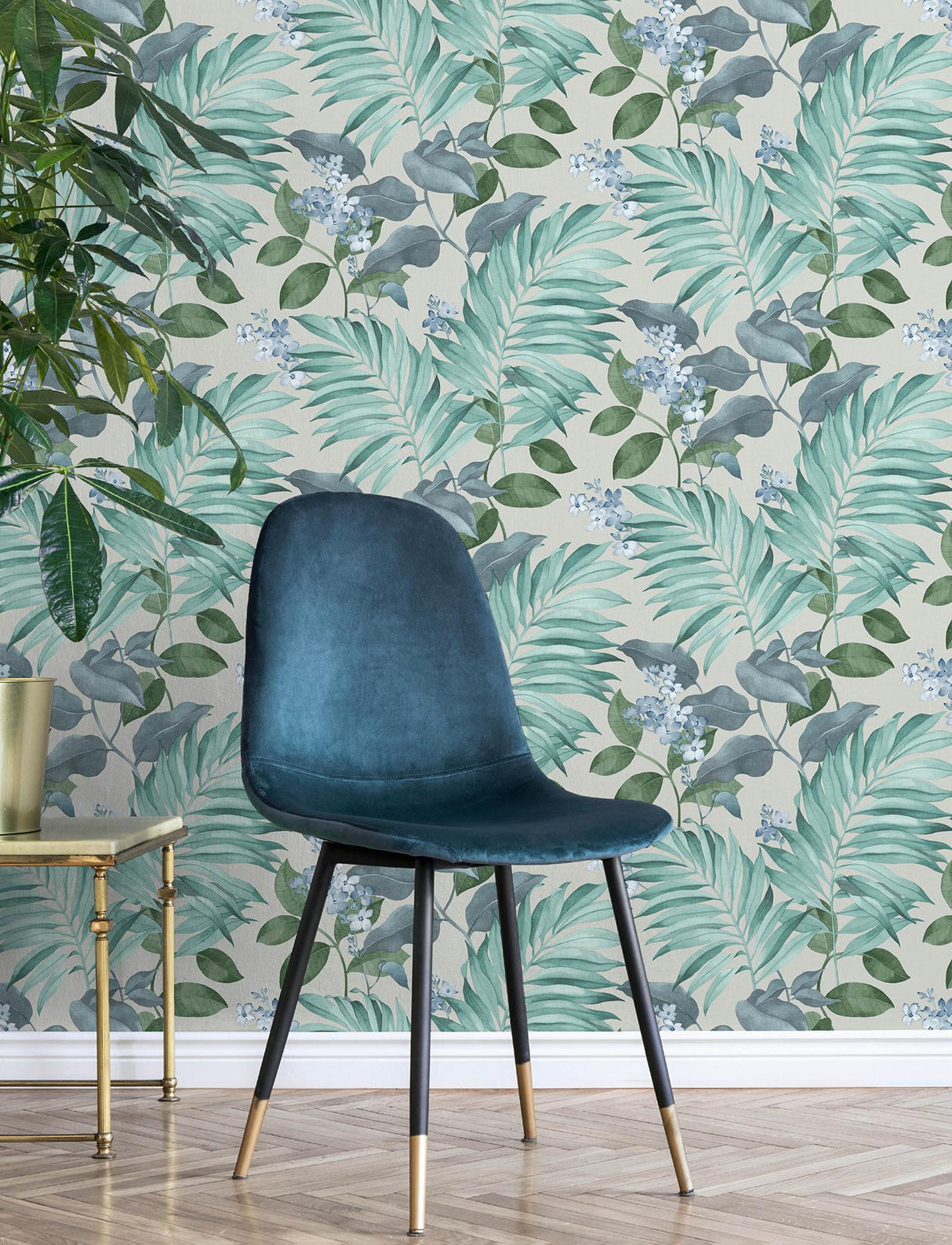 Advantage Eden Grey Tropical Wallpaper