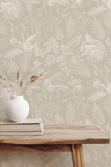 Advantage Woodland Light Grey Toile Wallpaper