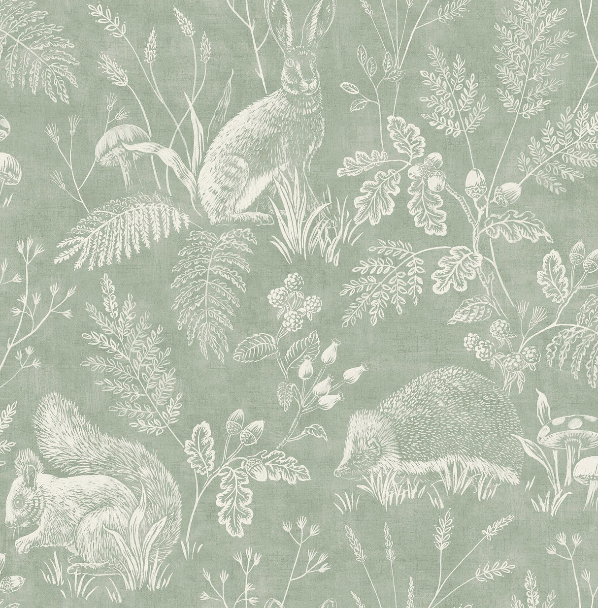 Advantage Woodland Green Toile Wallpaper