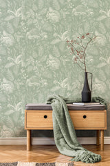 Advantage Woodland Green Toile Wallpaper