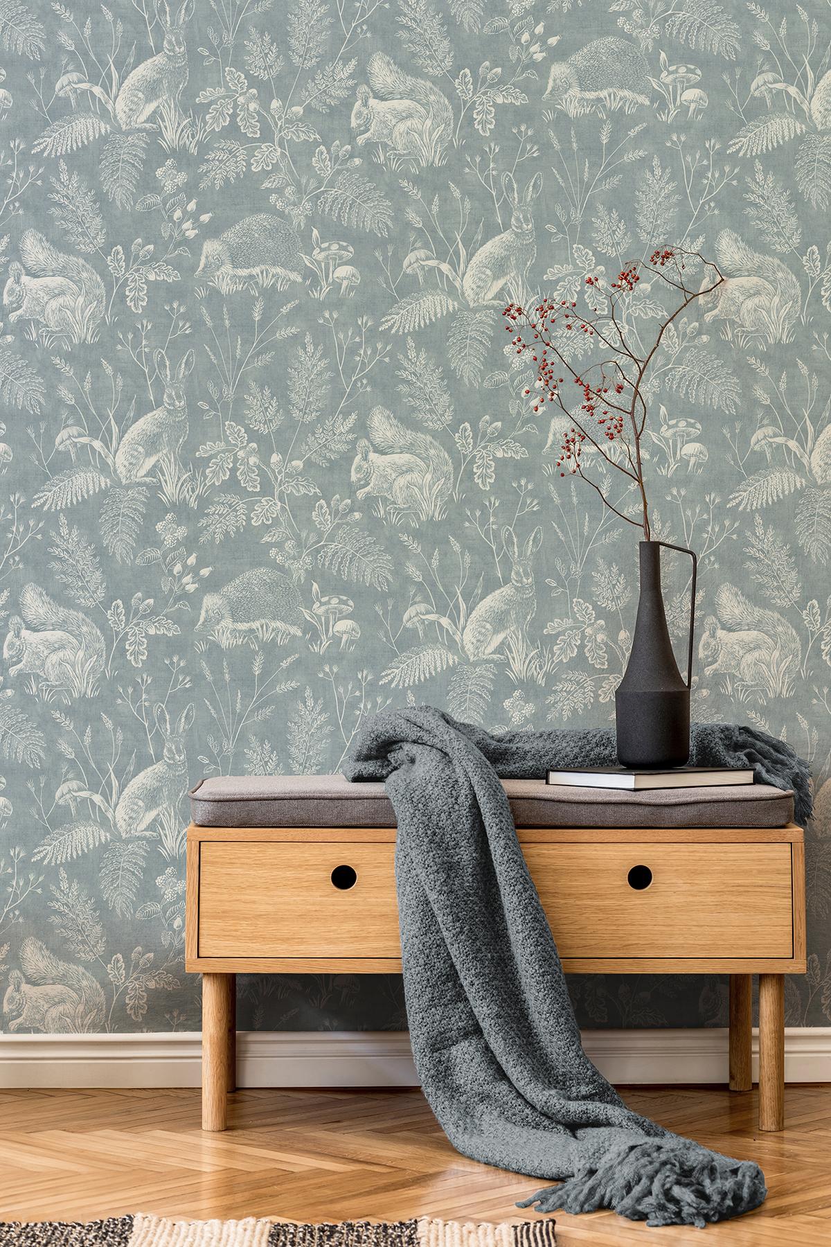 Advantage Woodland Blue Toile Wallpaper