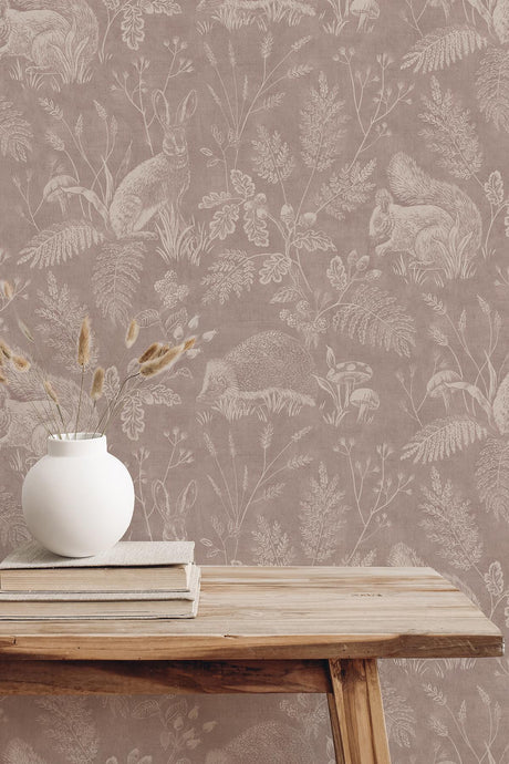 Advantage Woodland Mahogany Toile Wallpaper