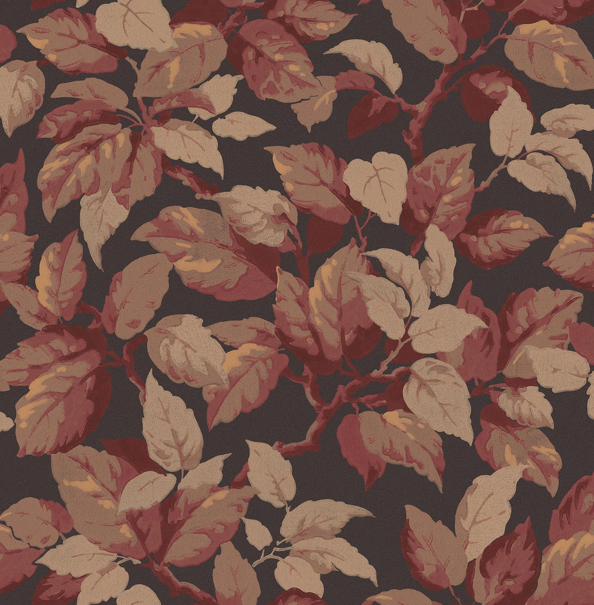 Advantage Canopy Burgundy Leaf Wallpaper