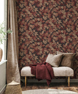 Advantage Canopy Burgundy Leaf Wallpaper