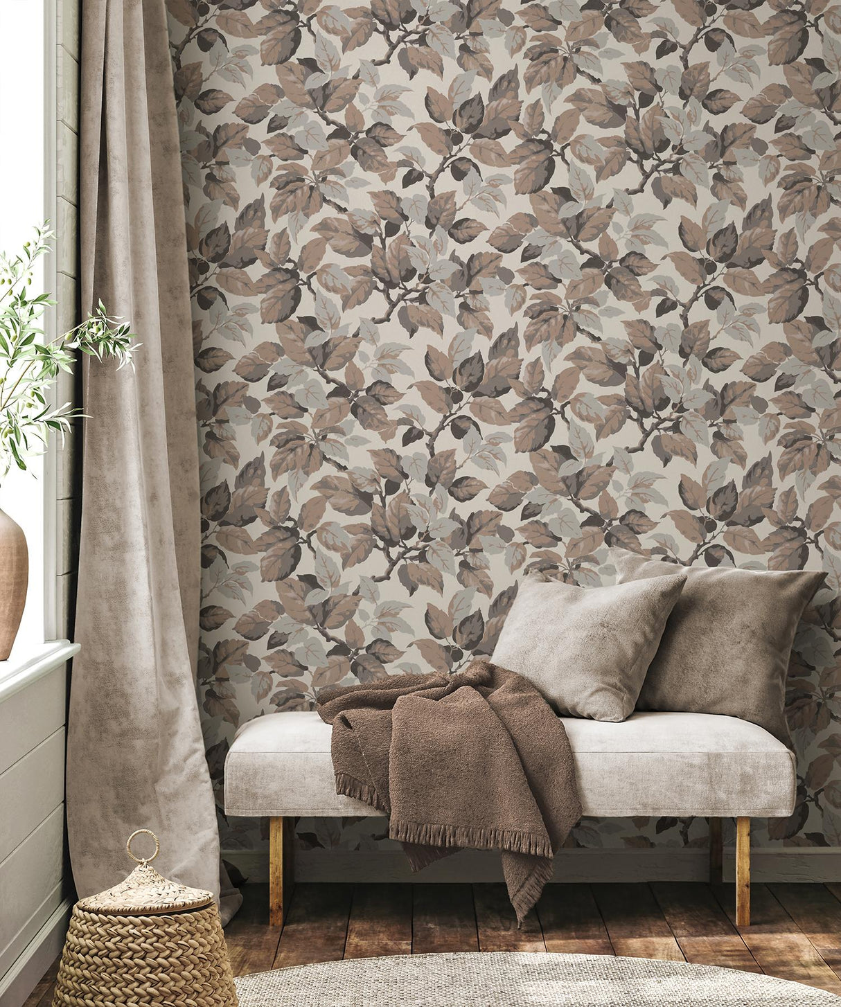 Advantage Canopy Beige Leaf Wallpaper