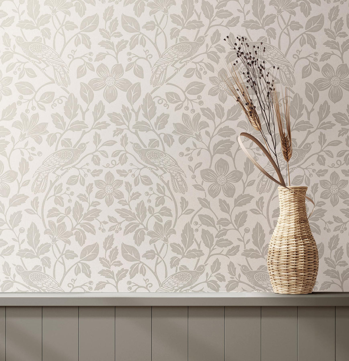 Advantage Marlow Bone Bird Vine Wallpaper