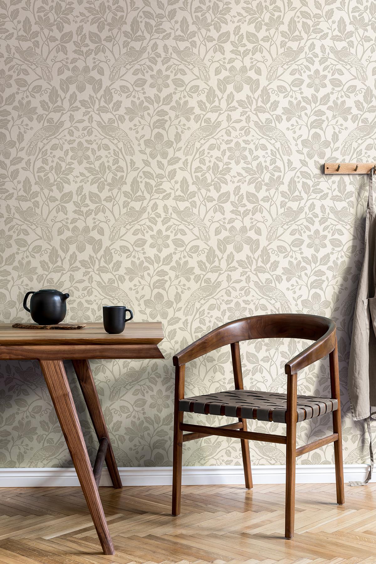 Advantage Marlow Bone Bird Vine Wallpaper