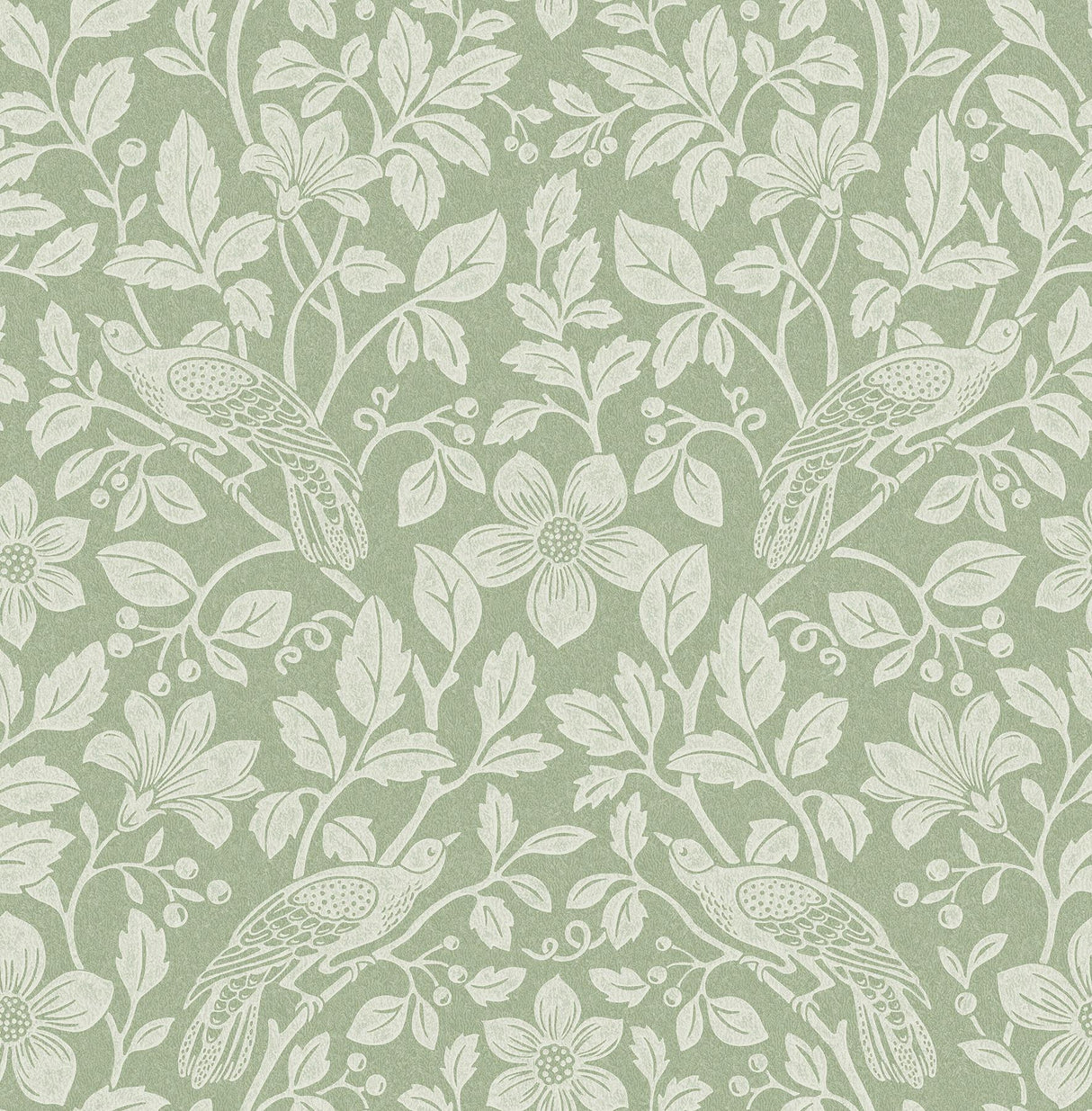 Advantage Marlow Green Bird Vine Wallpaper