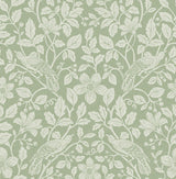 Advantage Marlow Green Bird Vine Wallpaper