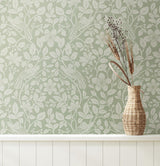 Advantage Marlow Green Bird Vine Wallpaper