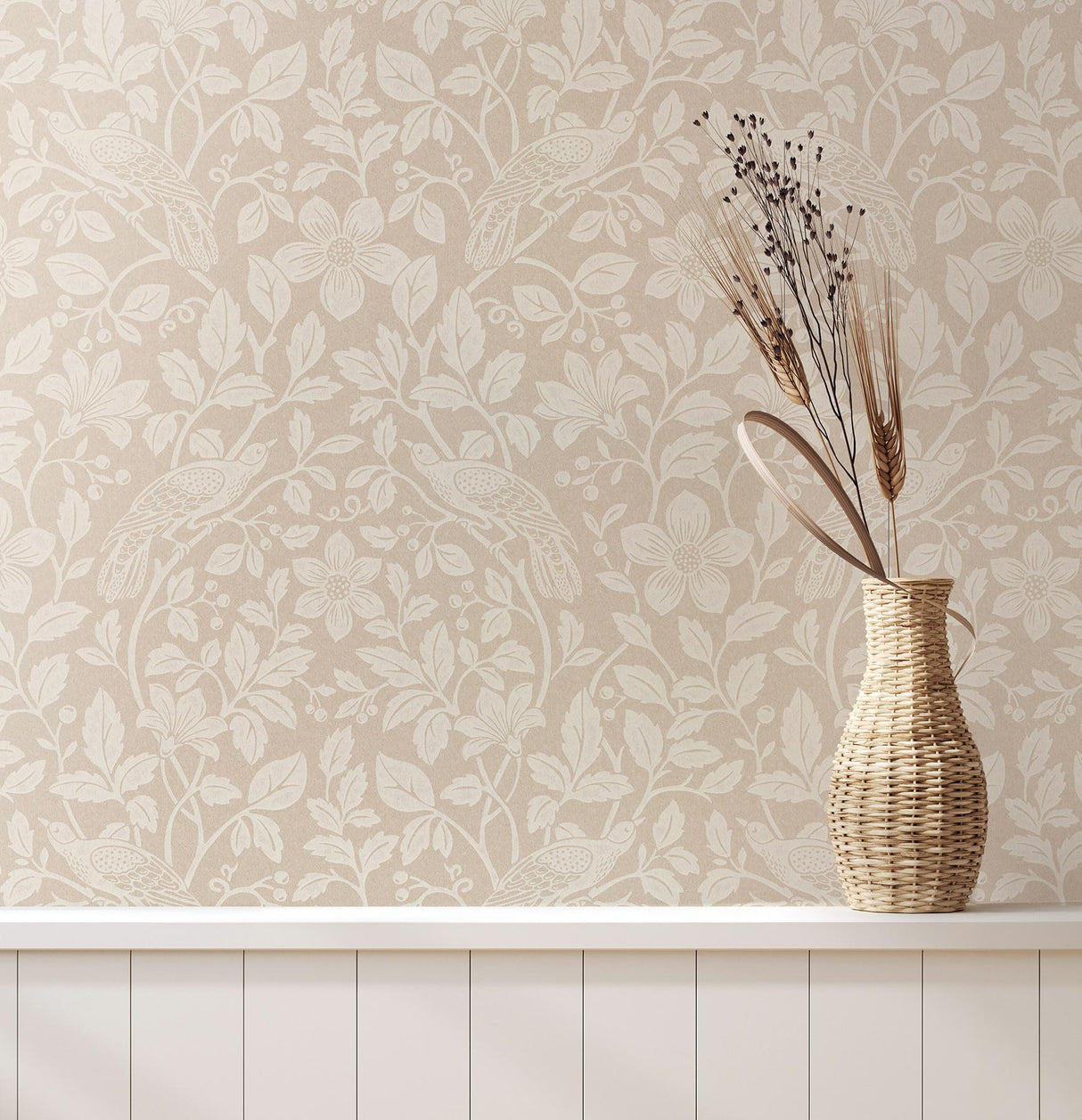 Advantage Marlow Beige Bird Vine Wallpaper