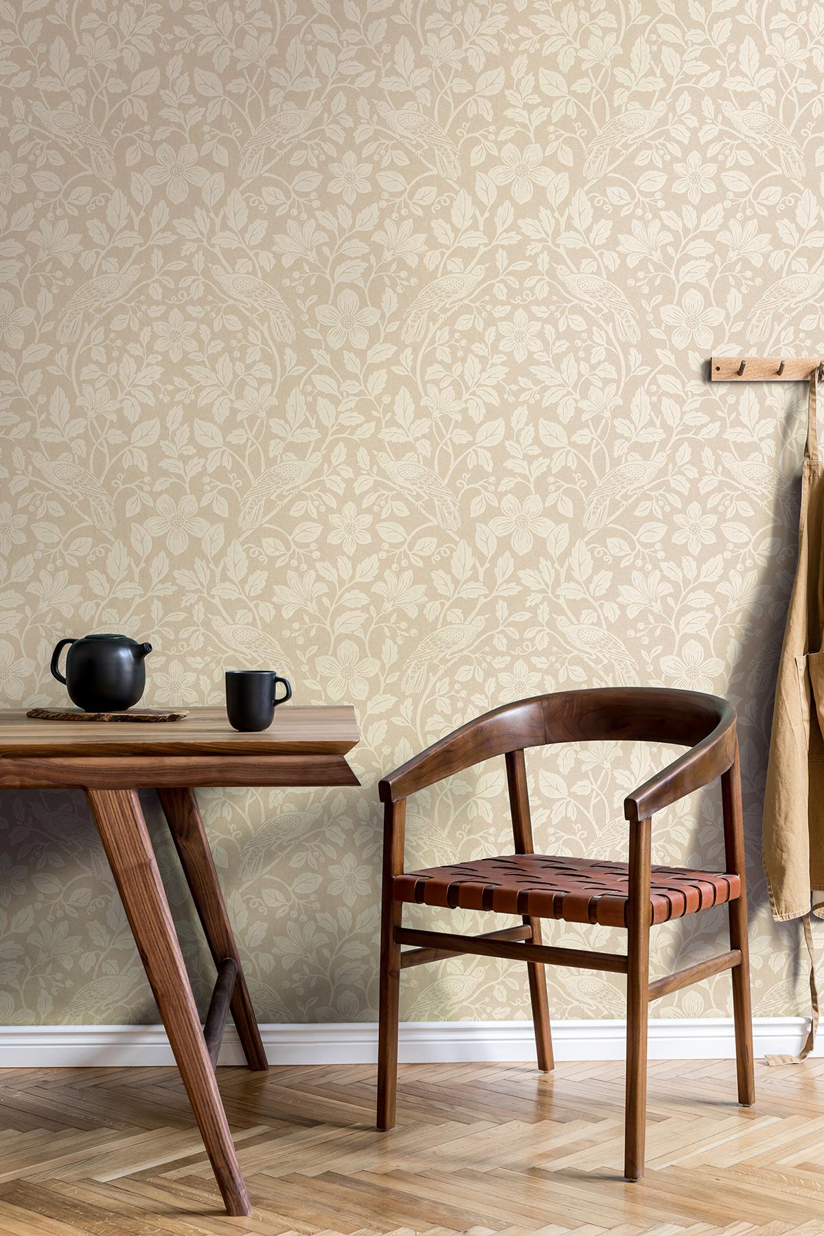 Advantage Marlow Beige Bird Vine Wallpaper