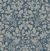 Advantage Marlow Dark Blue Bird Vine Wallpaper