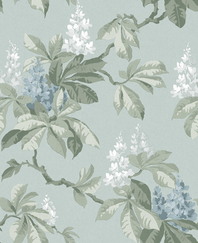 Advantage Chestnut Blue Floral Wallpaper