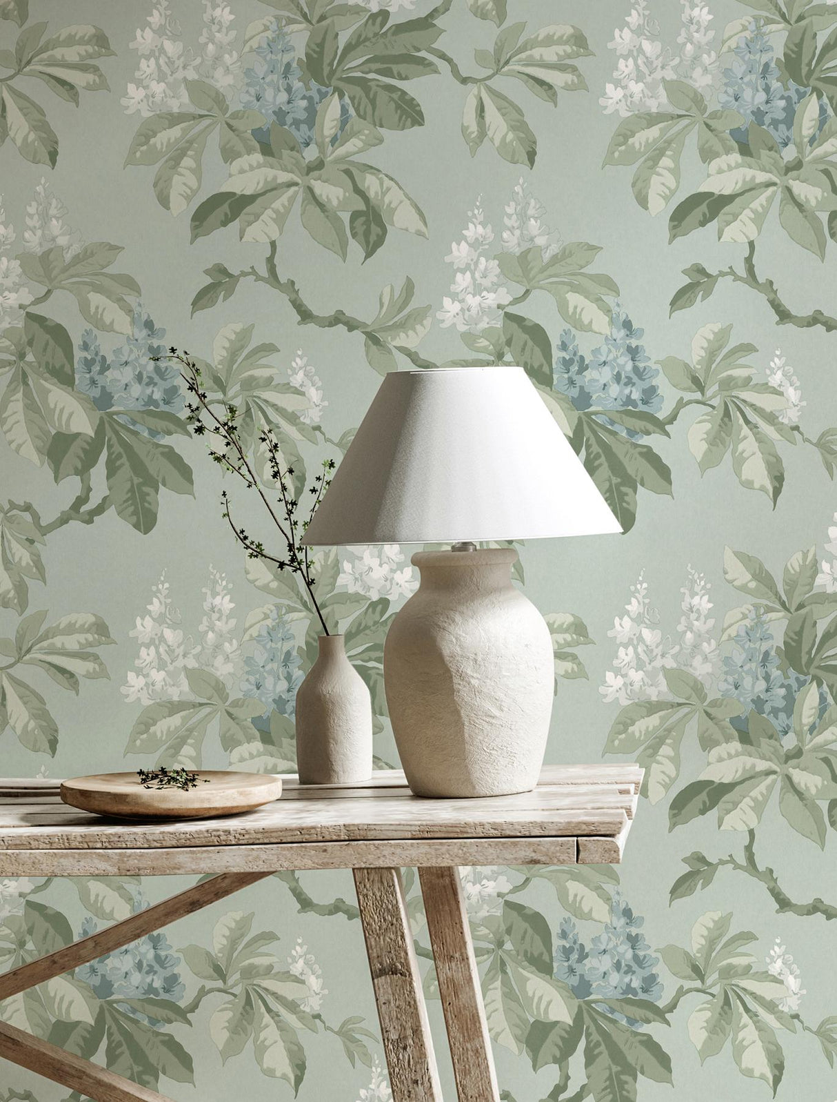 Advantage Chestnut Blue Floral Wallpaper