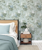 Advantage Chestnut Blue Floral Wallpaper