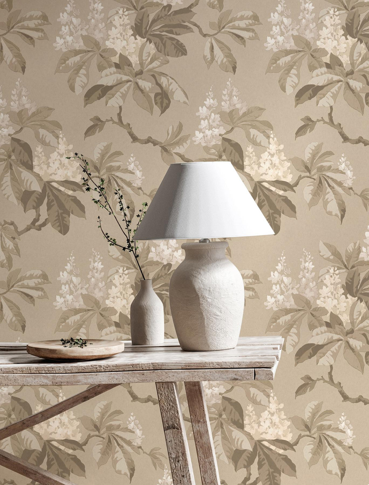 Advantage Chestnut Beige Floral Wallpaper