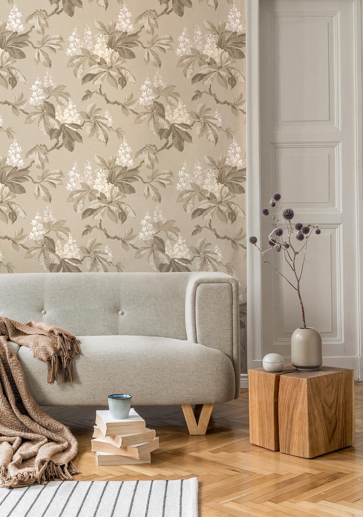 Advantage Chestnut Beige Floral Wallpaper