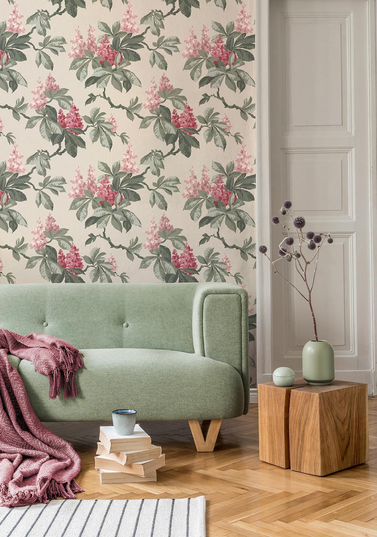 Advantage Chestnut Pink Floral Wallpaper