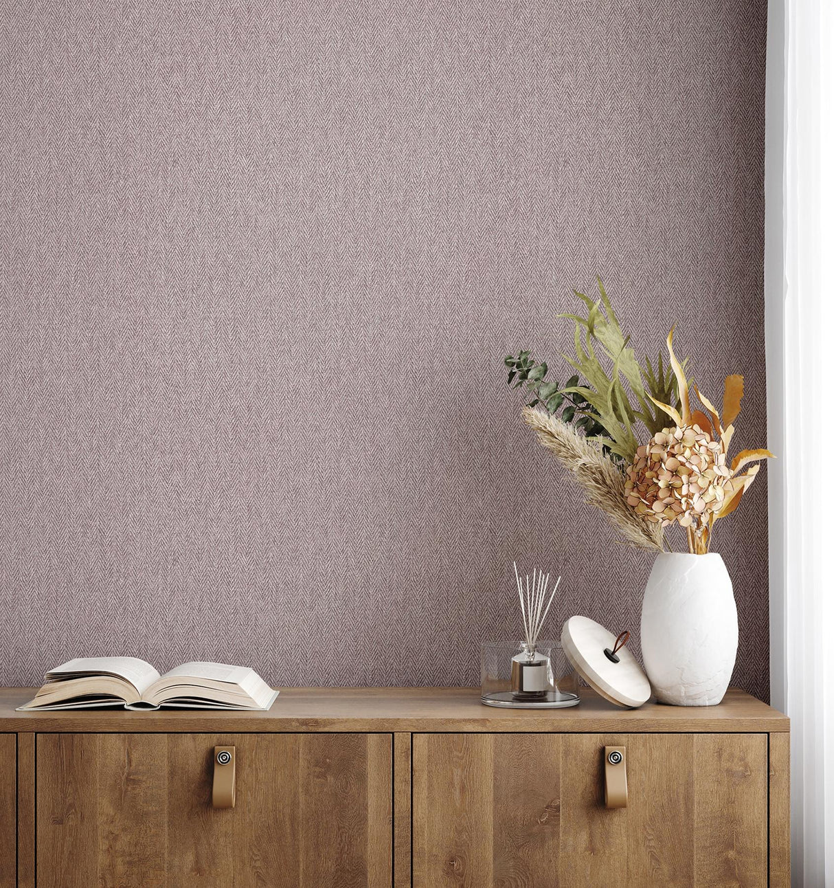 Advantage Herringbone Lavender Tweed Wallpaper
