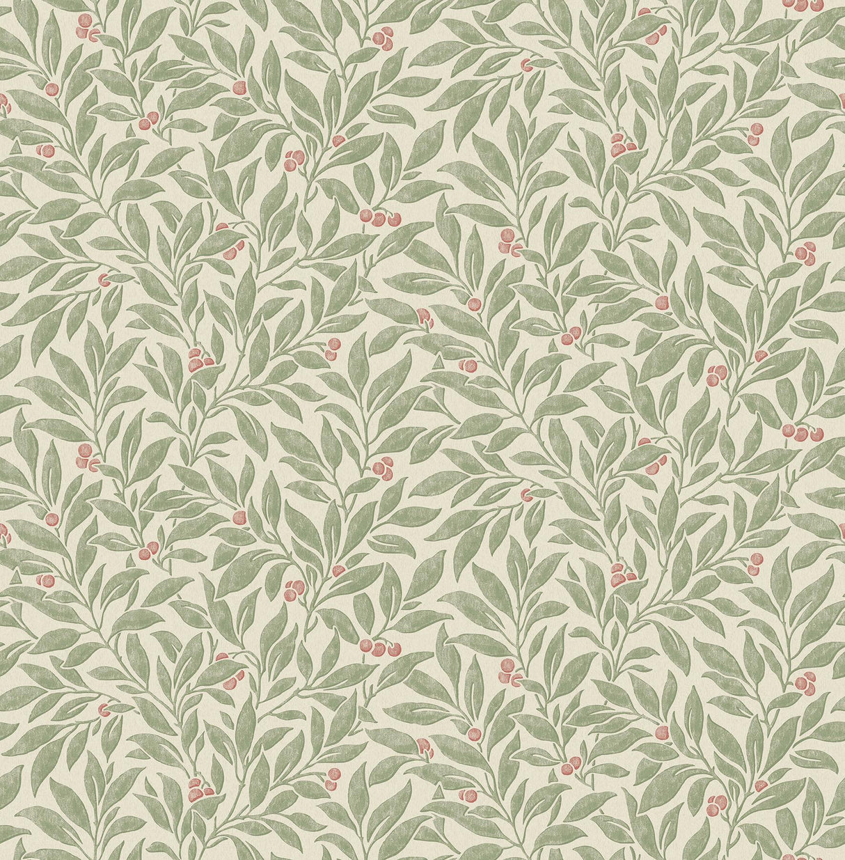 Advantage Winter Berry Green Vine Wallpaper