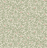 Advantage Winter Berry Green Vine Wallpaper