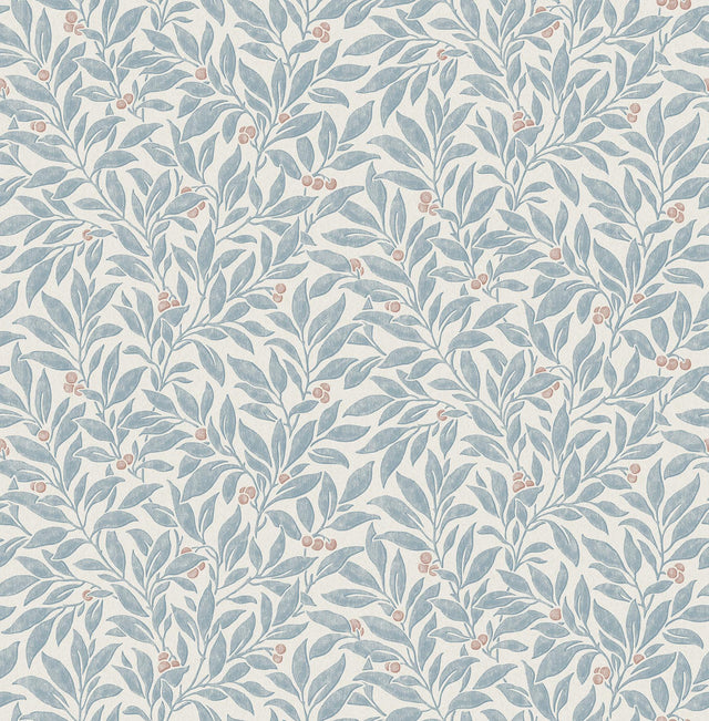 Advantage Winter Berry Blue Vine Wallpaper