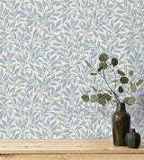 Advantage Winter Berry Blue Vine Wallpaper