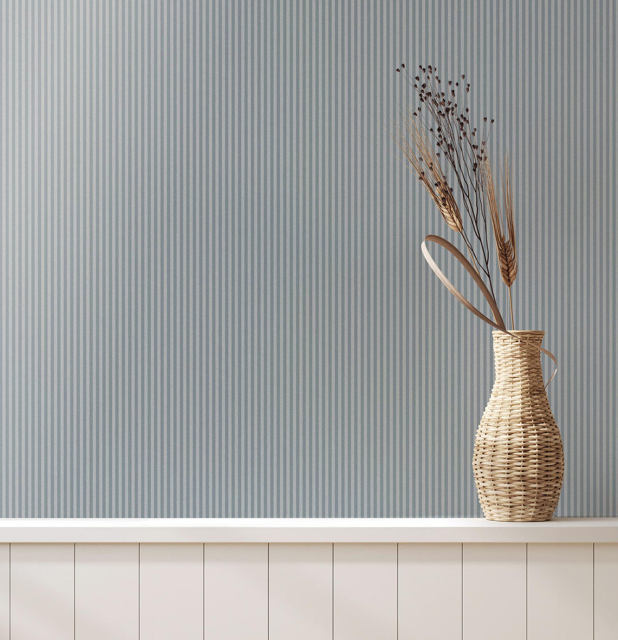 Advantage Ticking Blue Stripe Wallpaper
