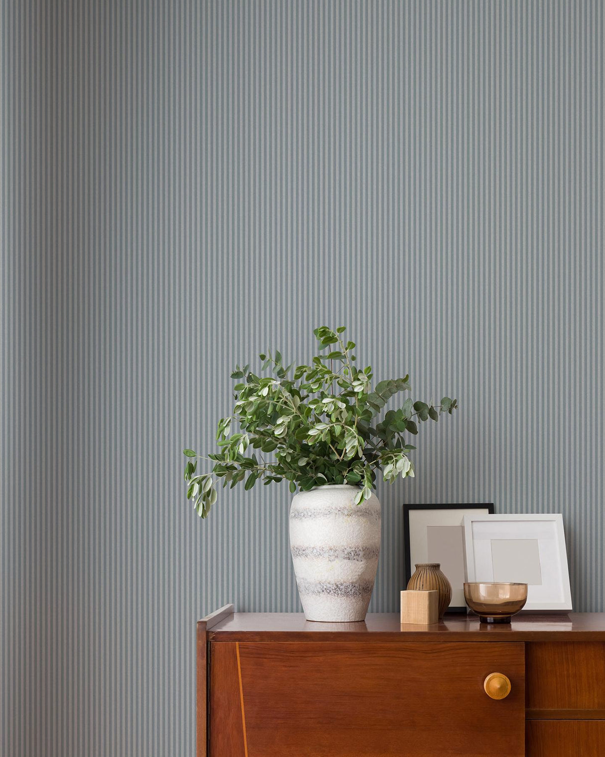 Advantage Ticking Blue Stripe Wallpaper