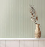 Advantage Ticking Light Green Stripe Wallpaper