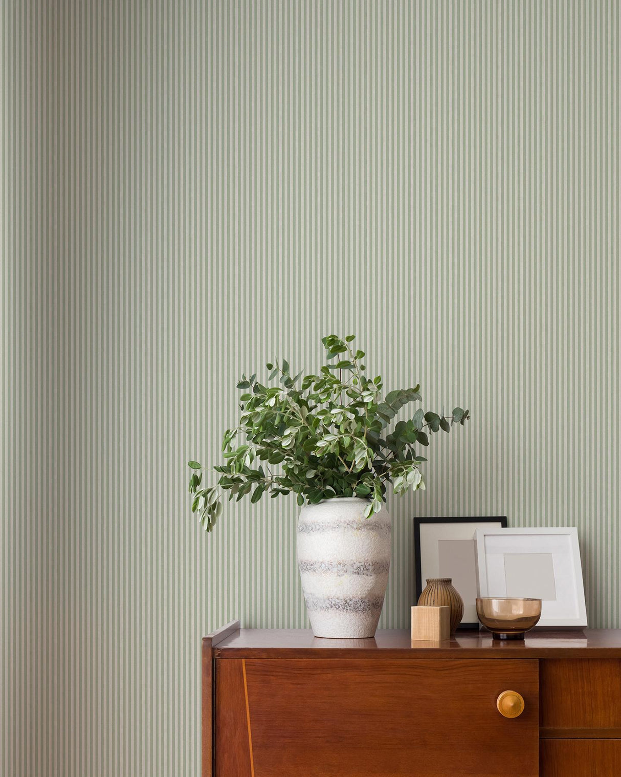 Advantage Ticking Light Green Stripe Wallpaper