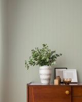 Advantage Ticking Light Green Stripe Wallpaper