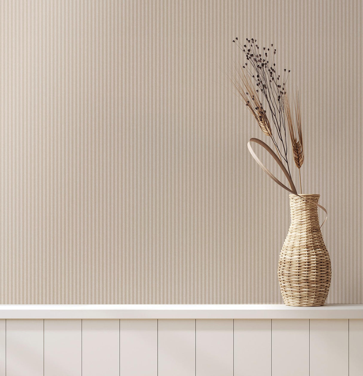 Advantage Ticking Beige Stripe Wallpaper