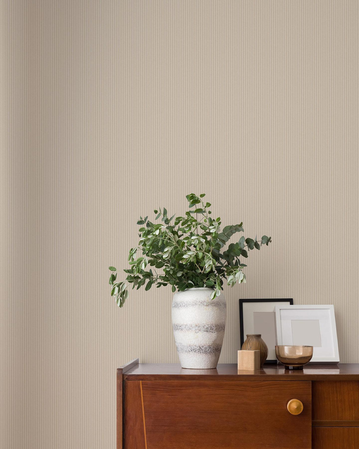 Advantage Ticking Beige Stripe Wallpaper