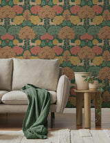 Advantage Forest of Arden Green Deer Wallpaper