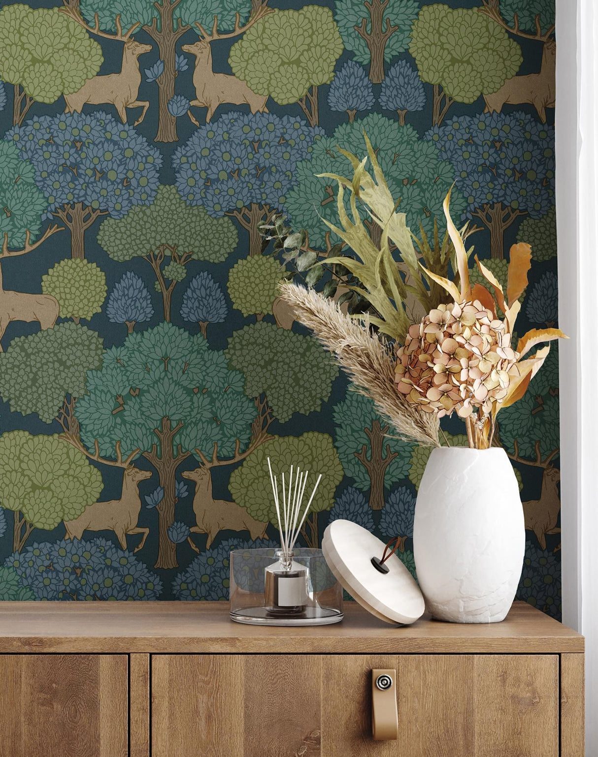 Advantage Forest of Arden Blue Deer Wallpaper