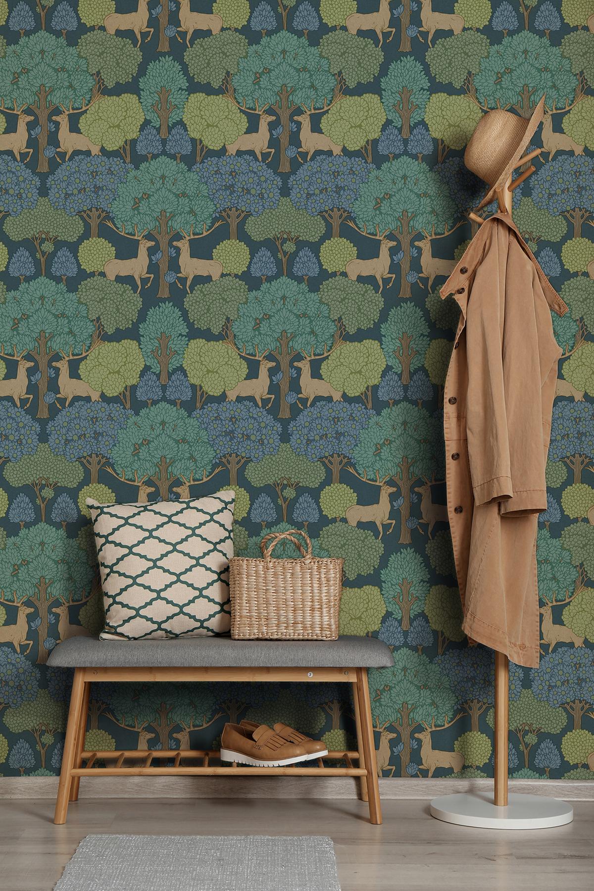 Advantage Forest of Arden Blue Deer Wallpaper