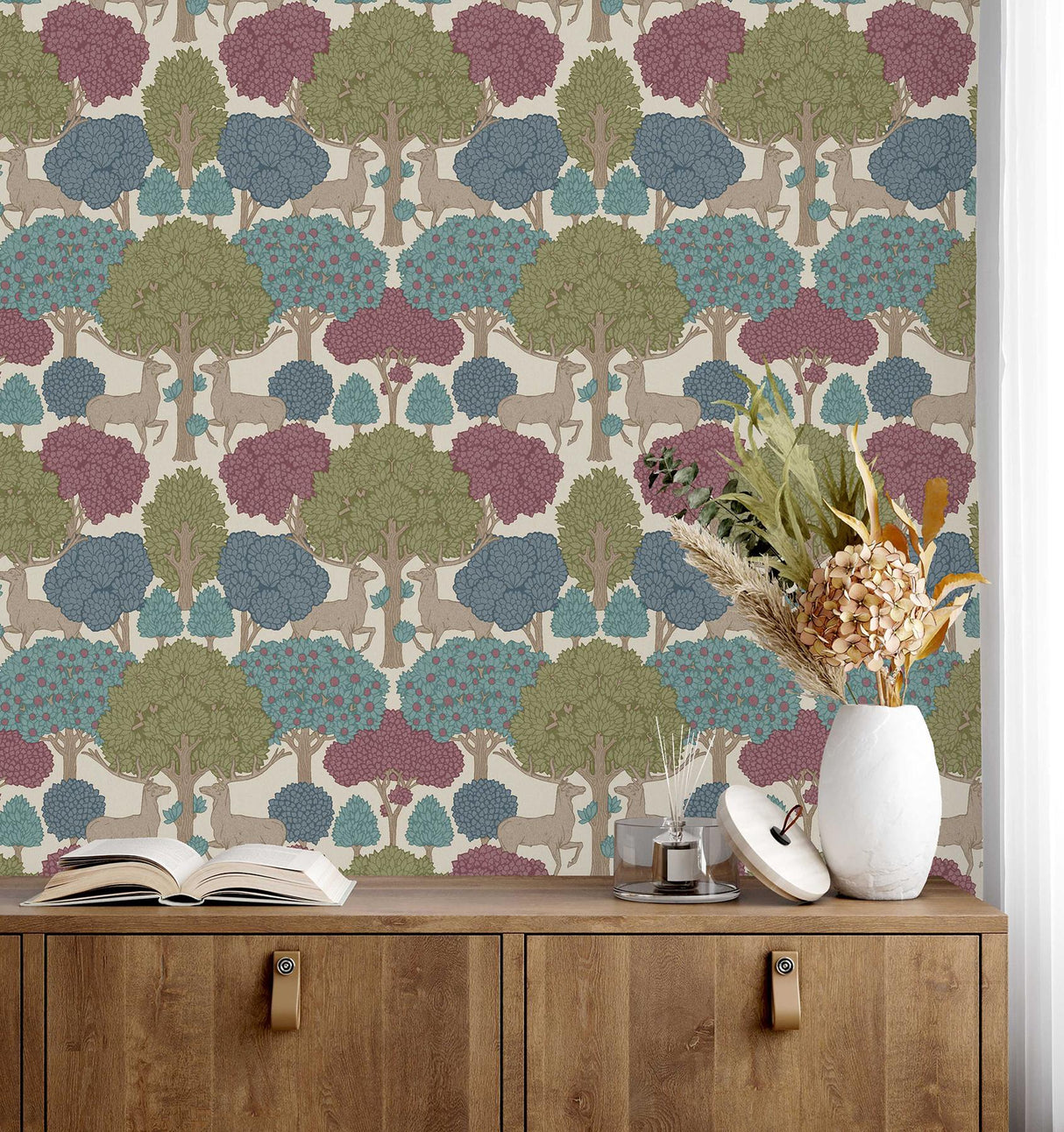 Advantage Forest of Arden Merlot Deer Wallpaper