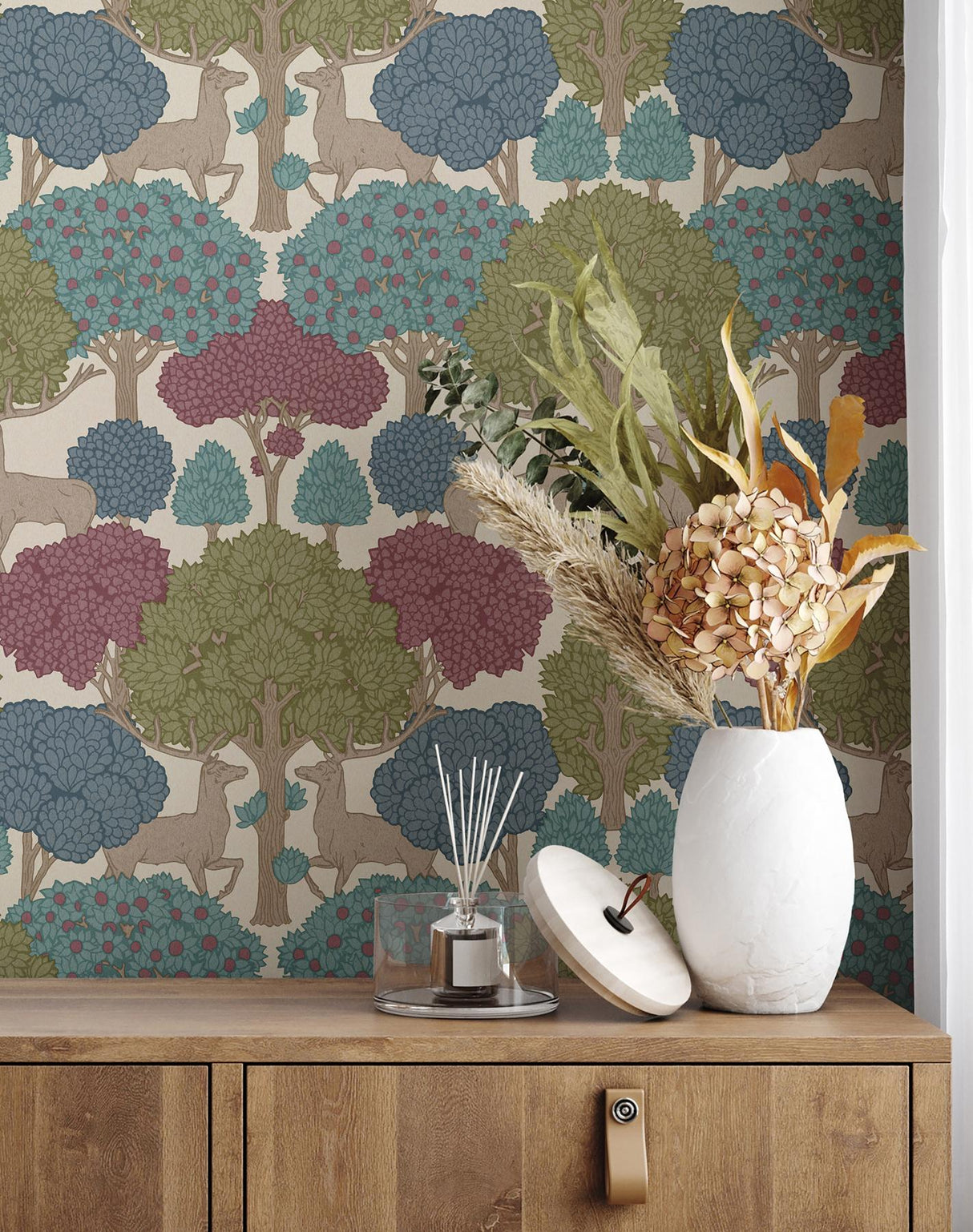 Advantage Forest of Arden Merlot Deer Wallpaper