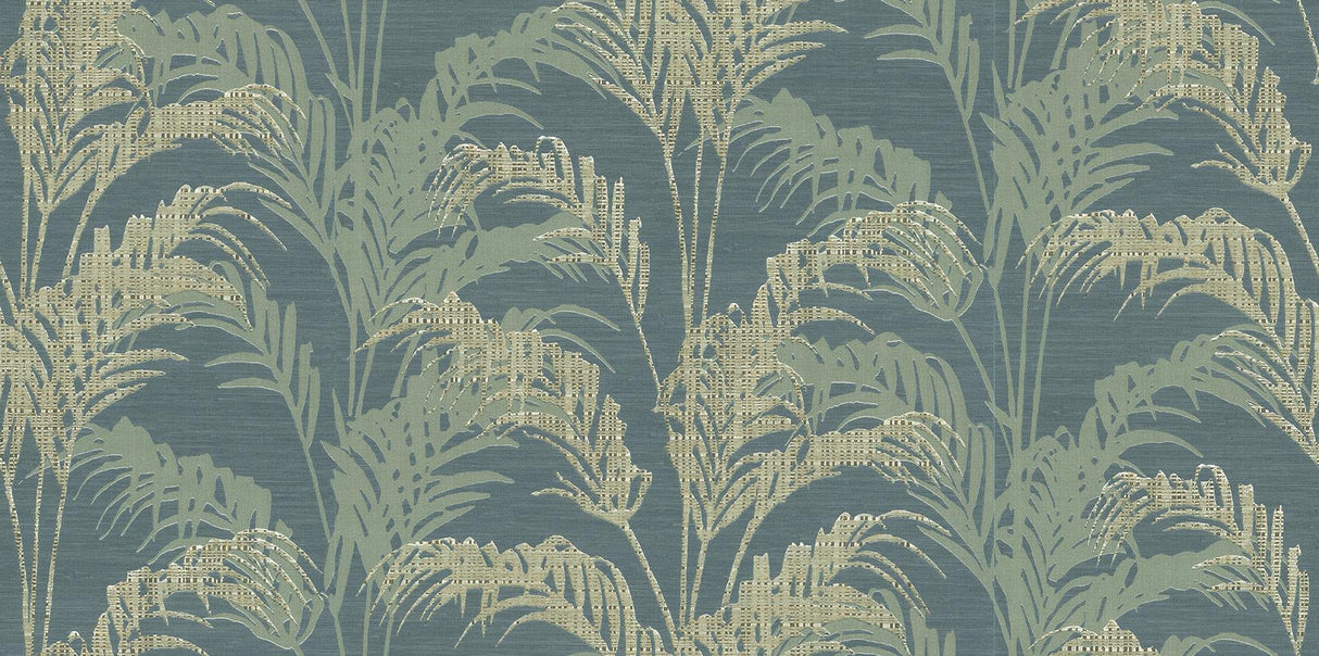 Advantage Rattan Teal Palm Wallpaper