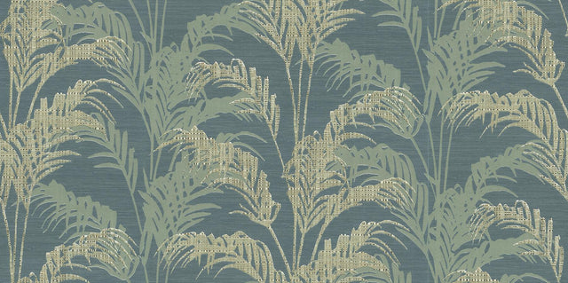 Advantage Rattan Teal Palm Wallpaper