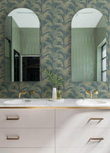 Advantage Rattan Teal Palm Wallpaper