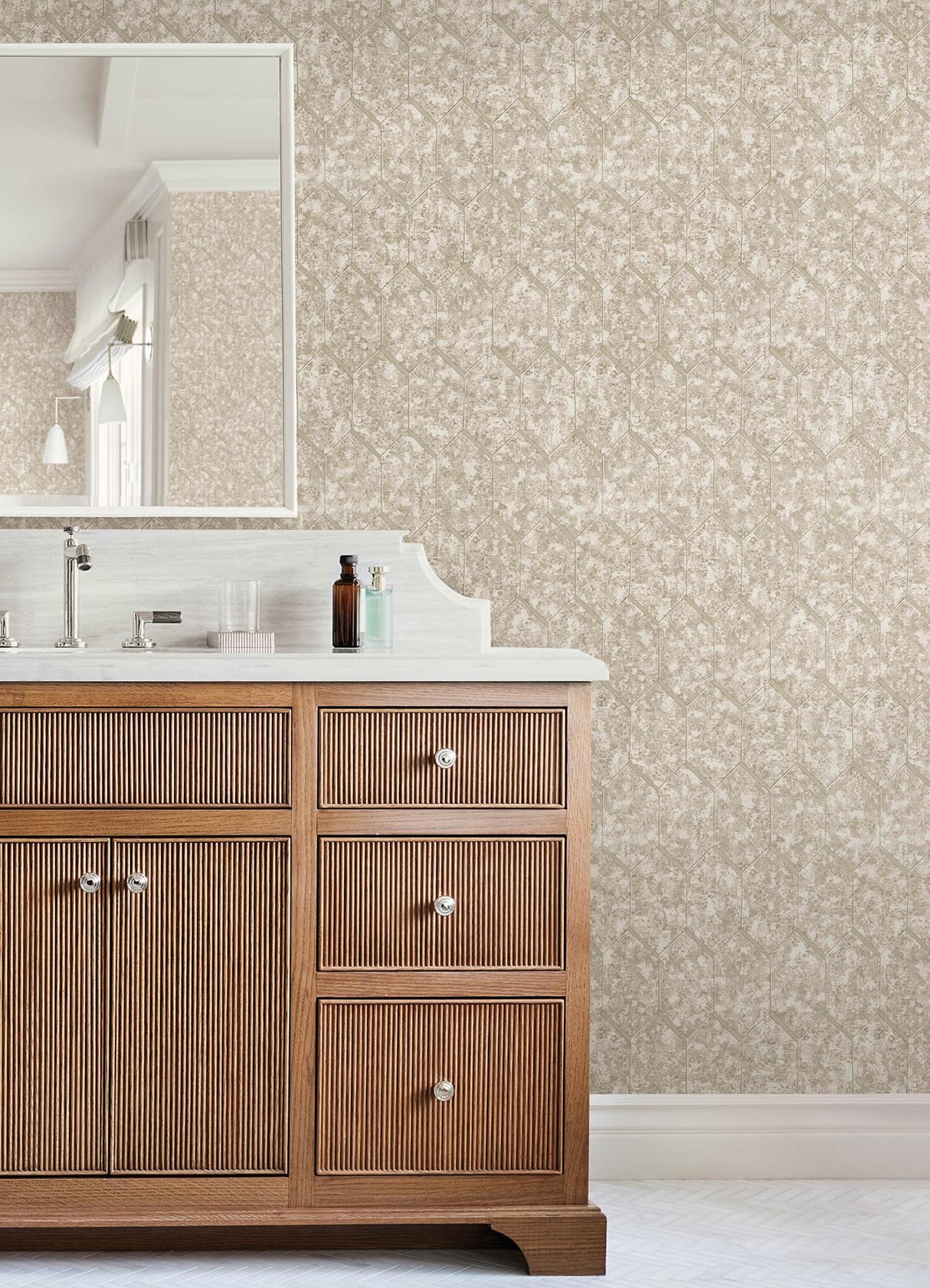 Advantage Limestone Beige Tile Wallpaper