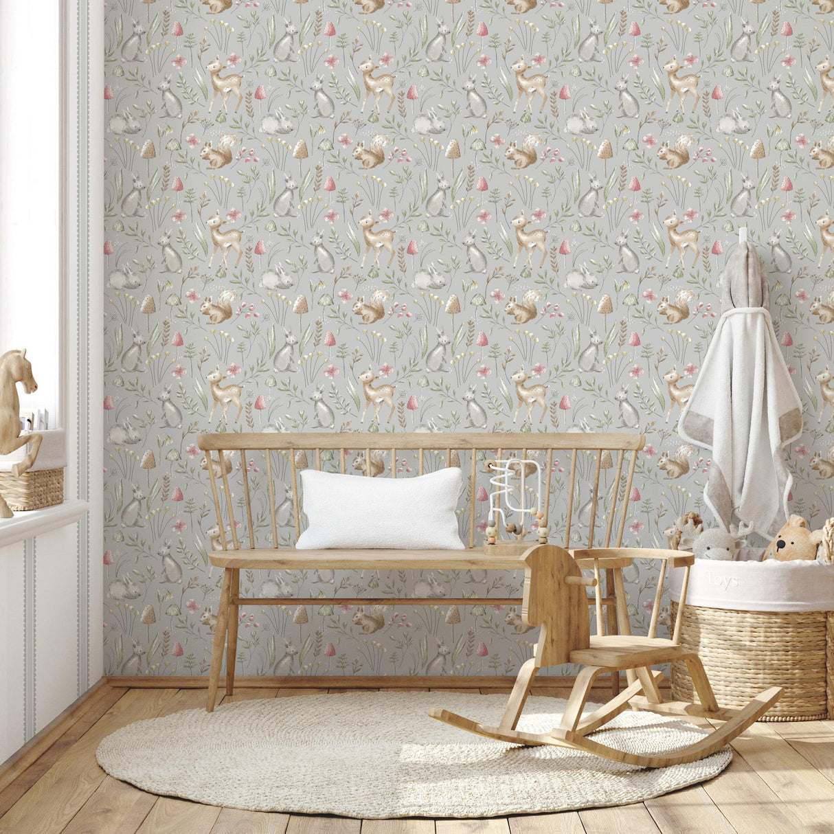 Advantage Forest Animals Grey Whimsical Wallpaper
