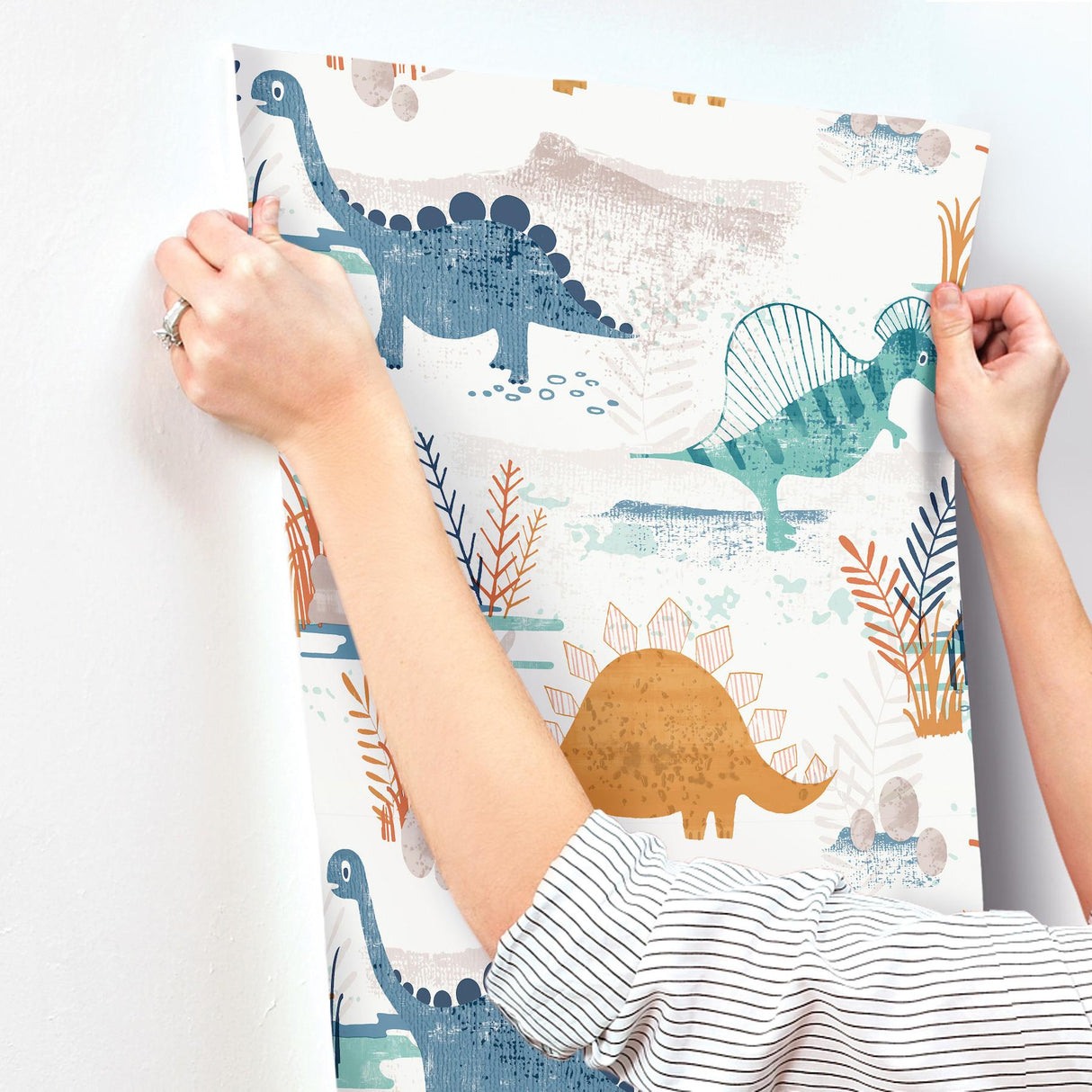 Advantage Prehistoric Dino Orange Whimsical Wallpaper